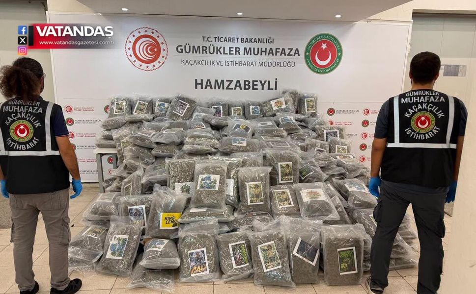 HAMZABEYLİ SINIR KAPISI’NDA 287 KİLO ESRAR ELE GEÇİRİLDİ