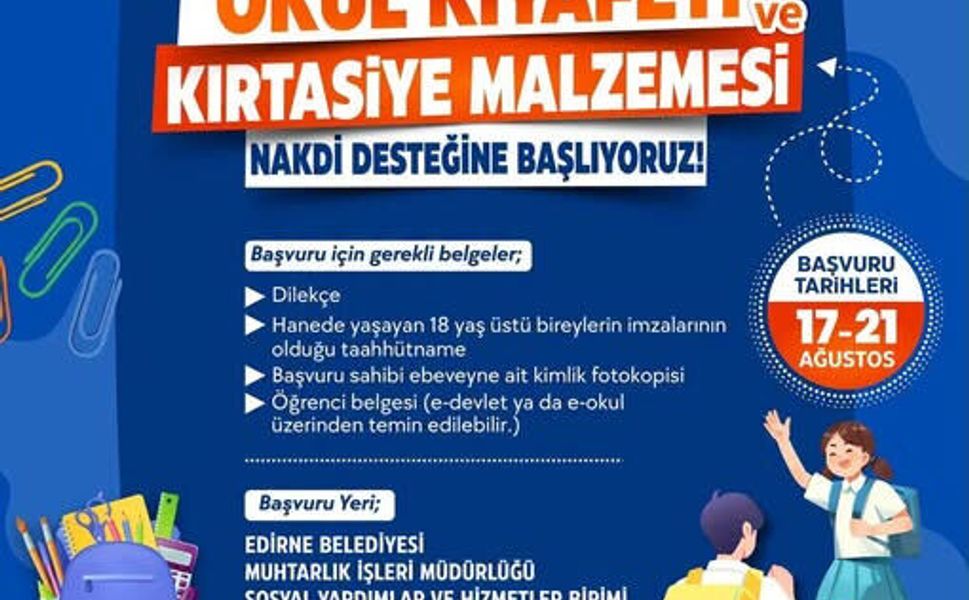 EĞİTİM DESTEĞİNDE SON BAŞVURU 21 AĞUSTOS