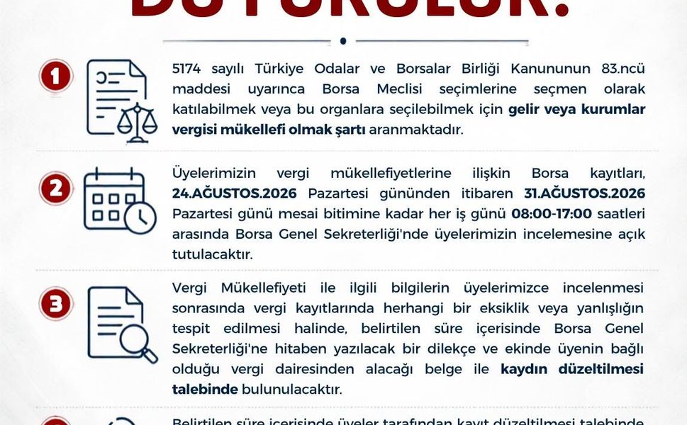 ETB’DEN ÜYELERE SEÇİM ÖNCESİ VERGİ KAYDI DUYURUSU