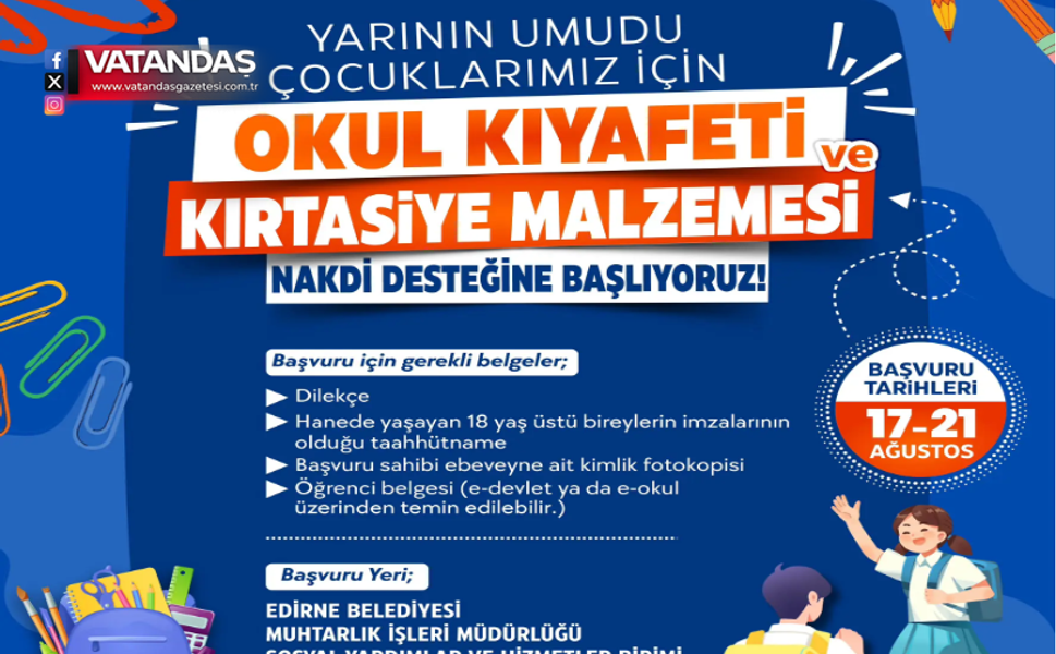 OKUL MASRAFLARINA BELEDİYE DESTEĞİ
