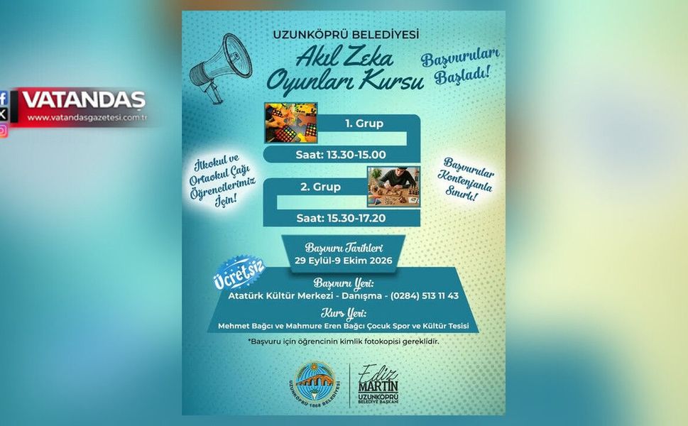 UZUNKÖPRÜ’DE ÇOCUKLARA ÜCRETSİZ AKIL ZEKA OYUNLARI KURSU