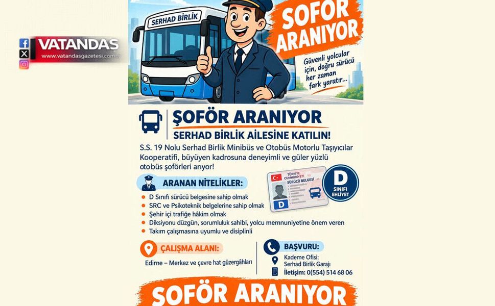 SERHAD BİRLİK ŞOFÖR ARIYOR