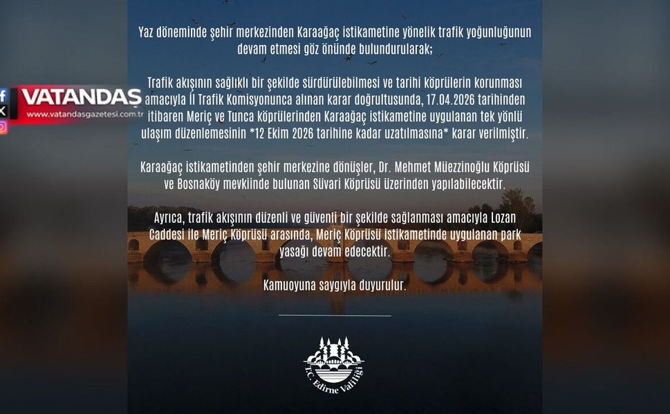 KARAAĞAÇ YOLUNDA TEK YÖN UYGULAMASI UZATILDI