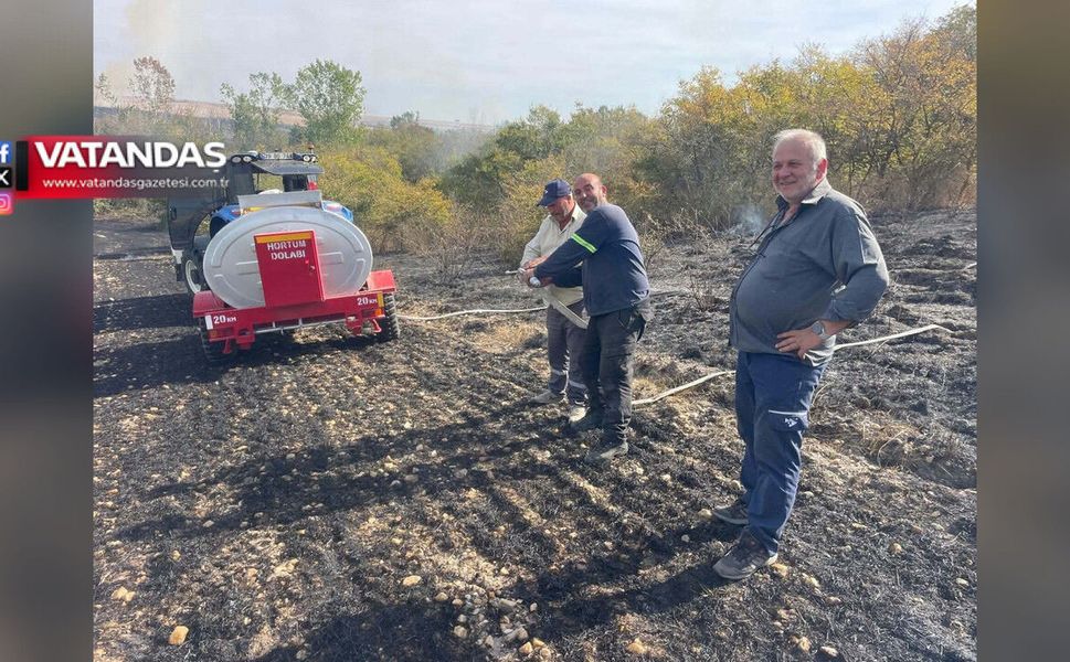 MOPETLE DUMANI GÖRDÜ, TRAKTÖRLE YANGINA KOŞTU